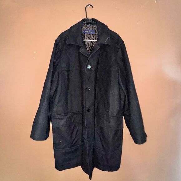 Club Room Men's Black Wool Blend Winter Pea Coat Jacket - Size XL - Picture 4 of 9
